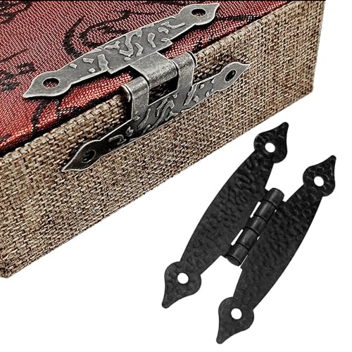4pcs 3.5 inch Black Antique Iron H Shaped Hinge for Cabinets Kitchens Wardrobes Wooden Drawers Jewelry Boxes, Flat Hinges, Decorative Hinges