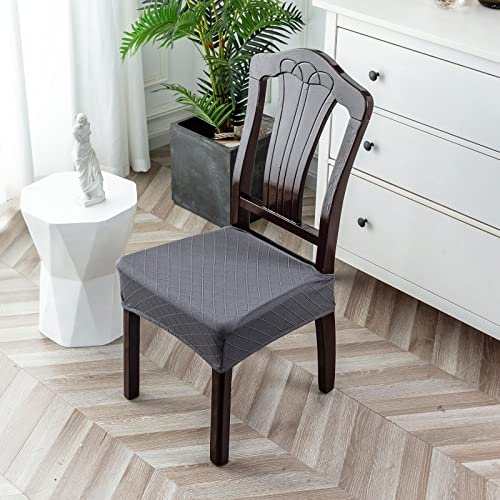 Genina Waterproof Chair Covers for Dining Room,Set of 6,Dark Gray - color: Dark Gray, size: 6PCS
