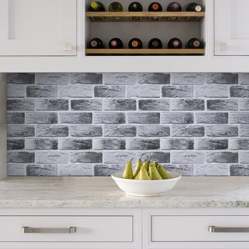 Commomy 3D Wall Panels Peel and Stick Faux Brick 10 Pcs 11.8" x 11.8" - color: Brick-MR
