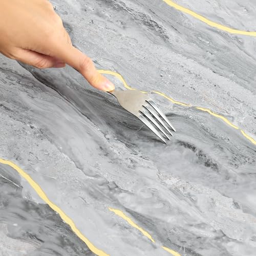 Haimin 3D Wall Panels Peel and Stick Marble Tile Look 10 Pack Waterproof - color: Gray Gold-06