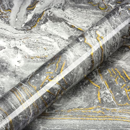 ICOOP Glossy Grey Gold Marble Contact Paper for Countertops 15.8"×120" - color: Grey and Gold, size: 15.8" x 120"