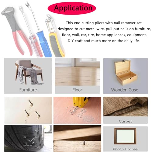 Upholstery Staple Remover Tack Puller Nail Remover Tool Set Nail Puller Plier, Staple Puller, Tack Lifter, Fastener Remover, for Furniture Floor Wall Wooden Case Photo Frame with a Leather Zipper Bag