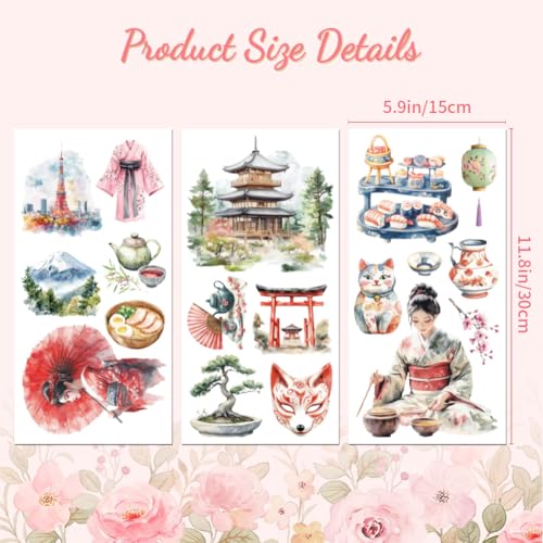 Peacoblue Japanese Series Rub On Transfers for Furniture Craft 6"x12" - style: Japanese Series