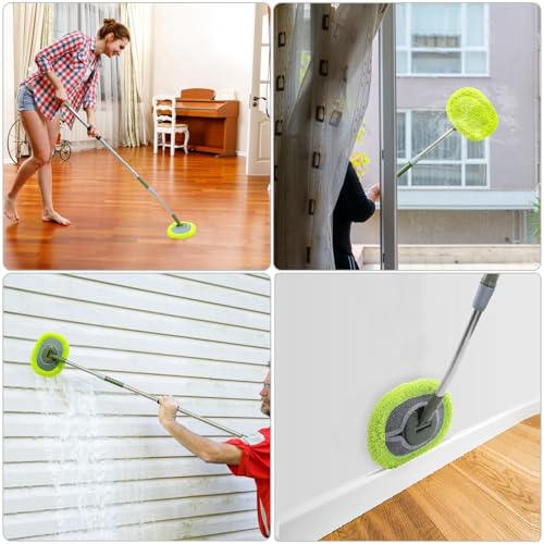 66'' Wall Mop with Long Handle,Ceiling Dust Mop with 15° Labor-Saving Elbow - color: Green