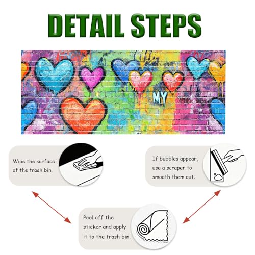 Wall Decal 15.7 x 39.4 in Heart Graffiti Peel and Stick - color: Colorful0878