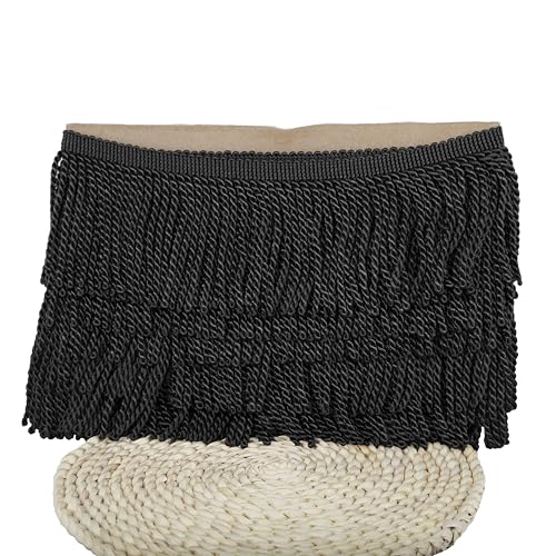 5 Yard Curtain Bullion Fringe Trim-Rayon Tassel Embellishments - color: black