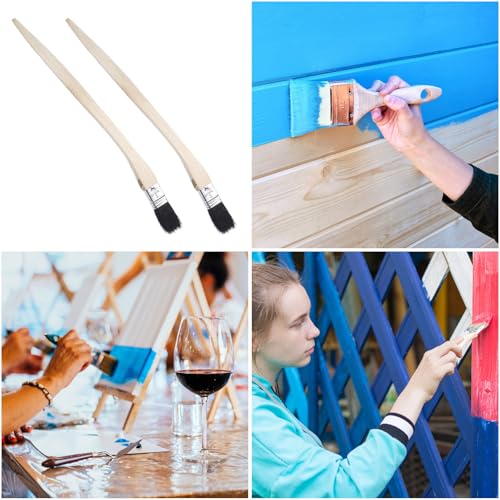 uxcell 3pcs Bent Radiator Paint Brush 1" Width Curved Wall Paint Soft Bristle Brushes with Long Wood Handle for Painting DIY Wall Treatment - size: 1"