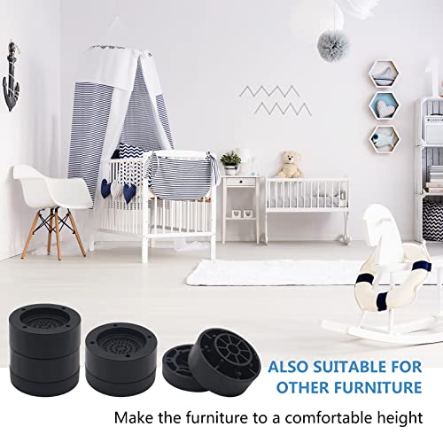 Furniture Risers Black Bed Risers 2 inch (Set of 6), Heavy Duty - color: Black-6 Pack, size: two layers (2.3 inch)