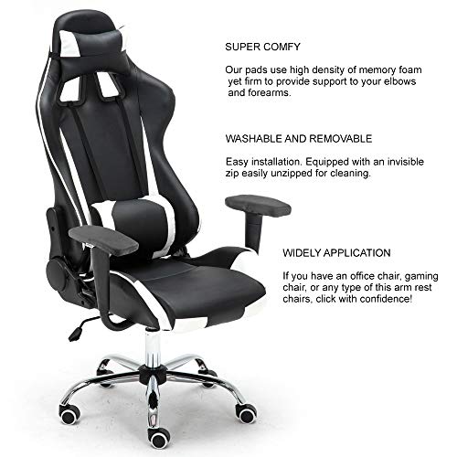 Aloudy Ergonomic Memory Foam Office Chair Armrest Pads, Comfy Gaming Chair Arm Rest Covers for Elbows and Forearms Pressure Relief(Set of 2) (Gray) - color: Medium, Gray