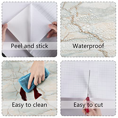Modern Glossy Cyan Marble Contact Paper for Countertops 15.8''x236'' - size: 15.8" x 236"