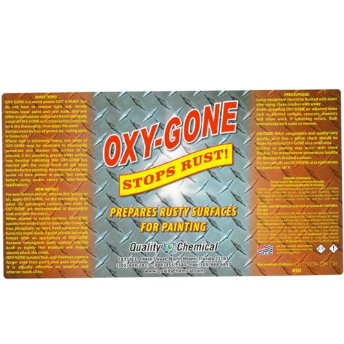 Quality Chemical Oxy-Gone Rust Remover and Metal Treatment - Rust Reformer, Rust Remover, Metal Rust Remover, Rust Neutralizer for Metal, Rust Converter, Remover, Rust Remover - 128 oz (Pack of 4) - size: 32 Fl Oz (Pack of 4)