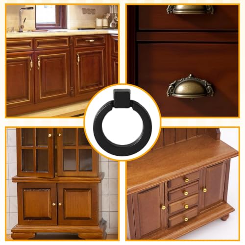 2Pcs Ring Pulls in Antique Bronze Finish, Hardware for Cabinets and Drawers (Black2) - color: Black2