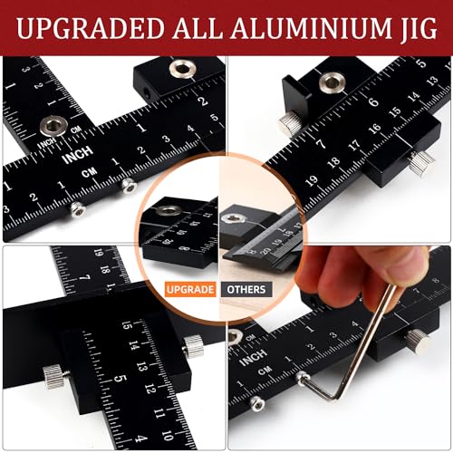 Cabinet Hardware Jig, Cabinet Handle Template Jig Tool Adjustable Drill Guide for Door Drawer Front Handles and Knobs Punch Locator (Matte Black)