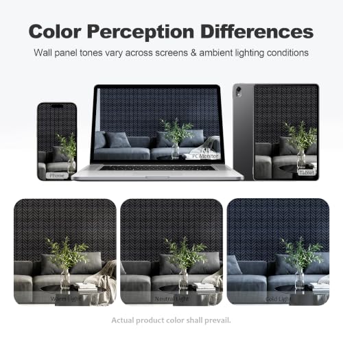 Mollywell Acoustic Wall Panels, Black Oak, 16 Pack, 12x12 in - color: B _ Black Oak, Herringbone