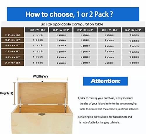 HBL'2 Pack | Toys Box Hinges Soft Close, Lid Support Chest Hinges - size: 2 Pack