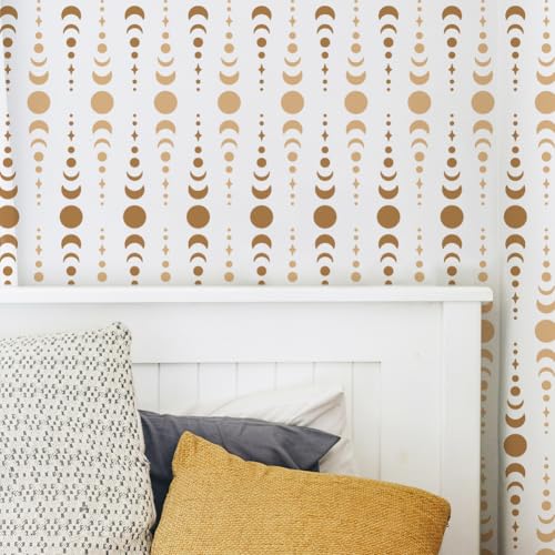 Stars and Moons Beads Allover Wall Stencil for Painting 11.8 x 11.8 Inch Reusable Stencil for Wall Fabric Furniture Painting, DIY Home Decor Craft Stencil - style: Beads Allover