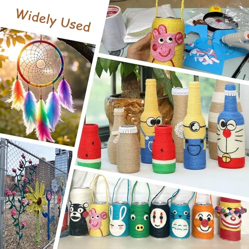 12 Color Jute Twine Natural Jute String 2mm 3 Ply for Artworks, DIY Crafts, Gift Wrapping & Embellishments - 33 Yard per Roll