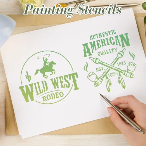 Western Cowboy Stencils for Crafts Reusable 28Pcs Stencils(5.8X5.8 Inch) - color: Cowboy