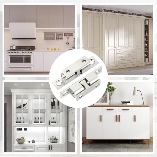 Alise Brass Double Roller Catch Cabinet Latches Door Catch 67mm,4 Pcs - color: Silver, size: 67mmX40mm