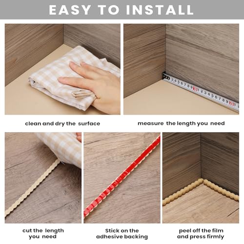 Leinuosen Flexible Bead Molding Trim Peel and Stick Wood 10ft /8 mm - color: Wood, size: 10ft /8 mm