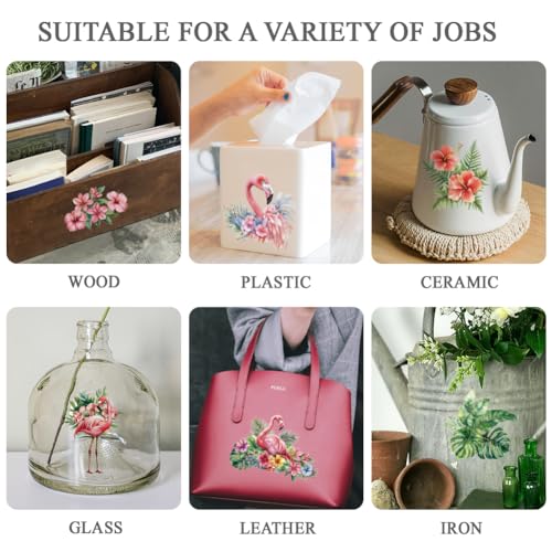 OLYCRAFT 3pcs/Set Flamingo Rub on Transfers for Furniture and Crafts 6x12 Inch Tropical Flower Furniture Decals Transfer Stickers Rub on Decal with 1pc Scraper for Wood Furniture Home Decoration - style: Flamingo