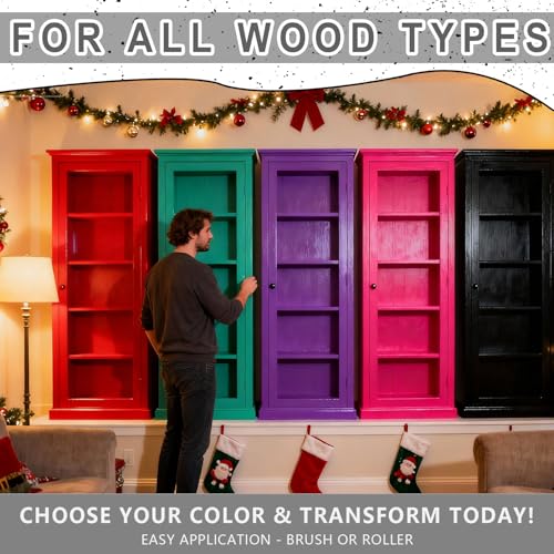 Red Wood Furniture Paint for Tables, Chairs, Cabinets & More - Fast Drying, Water-Based, Low Odor - Renew Indoor/Outdoor Wooden Surfaces with Ease (Red, 17.6 oz / 500 g)