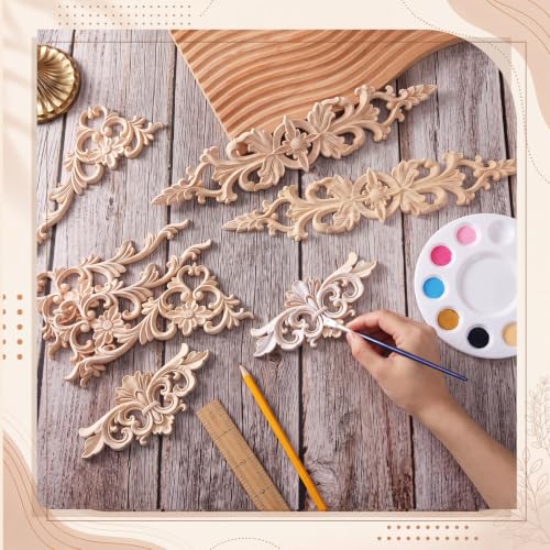 Croblissful 8 Pcs Wood Appliques and Onlays, Elegant Style, Large Size - size: Large Size, style: Elegant Style