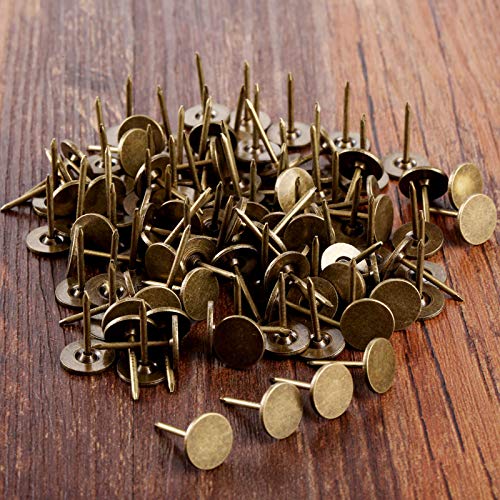 dophee100Pcs 7/16 Inch Bronze Decorative Upholstery Tacks Nails, Flat Head - size: Style 2