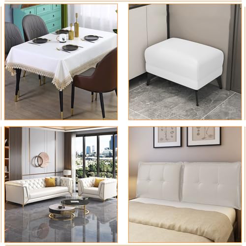 Marine Vinyl Fabric Faux Leather: Soft Vinyl Upholstery Leather 54" x 36" - color: White