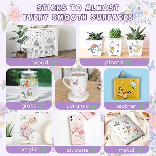 Joeyan 3 Sheets Rub On Transfers for Crafts and Furniture Daisy Rub on Transfer Sticker Flowers Butterfly Decals for Wood Glass Metal Canvas Porcelain Plastic DIY Craft Home Decor, 6" x12" - style: Daisy