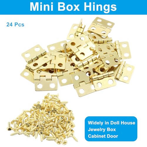 24Pcs Mini Hinges 13x12mm Antique Gold - color: Gold, size: 0.47"x0.5",24Pcs