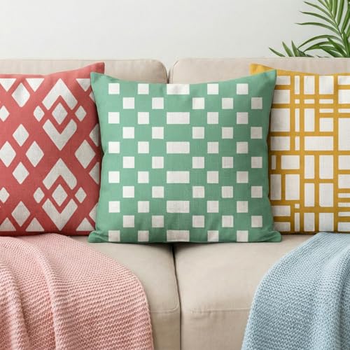 INFUNLY 12 Pcs Rectangle Checkered Stencils for Painting 7.9x7.9 Reusable Geometric Stencils Classic Plaid Stamp Plate Brick Layered Drawing Template for Wood Canvas Wall Paper Home Decor