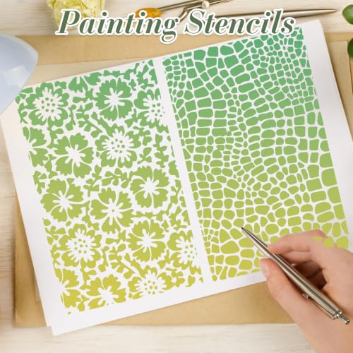 Geometric Texture Stencils for Crafts Reusable 12Pcs Stencils(8.2X5 Inch) - color: Texture 28