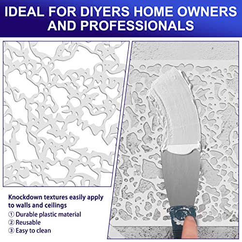 Crtiin 8 Pcs Knockdown Texture Stencil 8x8 Inch Drywall Repair Tool