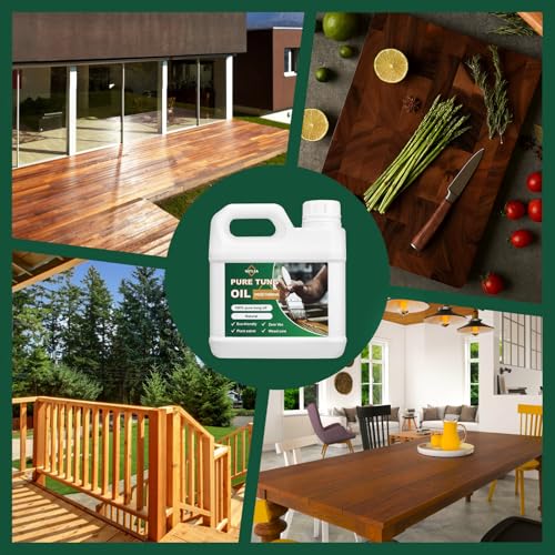 100% Pure Tung Oil 34oz – Natural Finish for Furniture & Floors - size: 34OZ