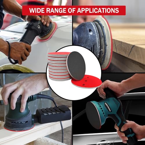 16Pcs 5 Inch Sanding Sponge Disc Hook and Loop 180 Grit Wet Dry Sanding Pads, Drywall Sandpaper Blocks for Wooden Drywall Sheetrock and Metal Glazing - style: 125mm - 180 Grit 16PCS