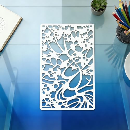 12 Pcs Geometric Texture Stencils Painting Reusable 7.1×11 Inch Abstract Layering Stencils for Crafts Plastic Branches Honeycomb Stencil Drawing Templates for DIY Wall Canvas Knit Card Wood - color: Style D