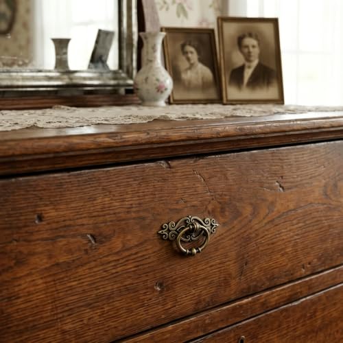 8 Pack Antique Brass Ring Pulls, Single Hole Cabinet Hardware - color: Antique Brass