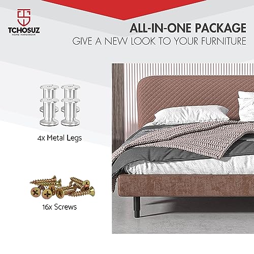 4 Inch Aluminum Alloy Adjustable Furniture Legs Heavy Duty Set of 4 - color: Aluminum Alloy-silver, size: 4 inches