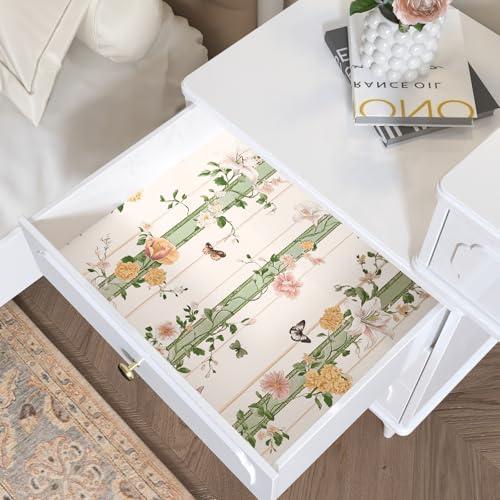 BOKEBEVE Boho Floral Peel and Stick Wallpaper Beige Pink 17.5 x 787In - color: Beige/Pink, size: 17.5" x 787"