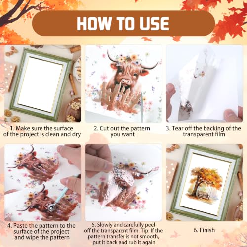 16 Pcs Fall Rub on Transfers for Crafts Furniture 5.7x5.7 Inch - color: Fall