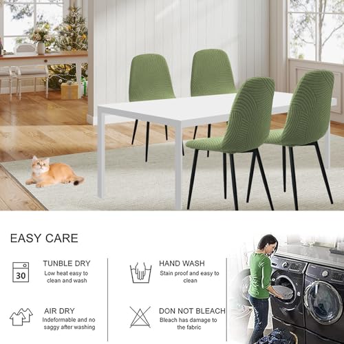 HAOYONG Modern Dining Chair Covers Printed Shell Chair Cover Lounge Armless Chair Cover Stretchable Slipcovers for Kitchen, Office, Dining Room and Living Room(Set of 6) - color: Olive Green, size: 6 PCS