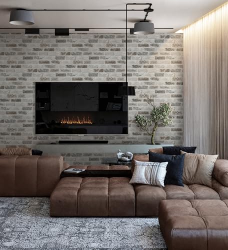 Guvana 17.3"×472.4" Brick Peel and Stick Wallpaper Brown/Grey Contact Paper - color: Grey and Brown, size: 17.3" x 472.4"