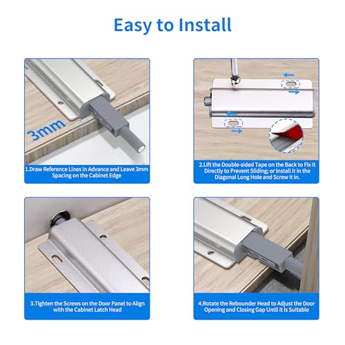 6 Pcs Magnetic Push Latch Catch for Cabinet Door, Push to Open Door Latch, Heavy Duty Cabinet Magnetic Catch for Cabinet Drawer Door Press Out Closure Cabinet Hardware - size: 6 Pcs Single Magnetic Push Latch