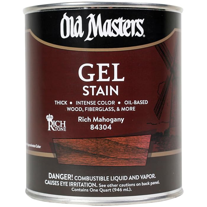 4-Pack of 1 qt Old Masters 84304 Rich Mahogany Gel Stain Oil-Based Stain - color: Rich Mahogany, size: 1 Quart (Single)