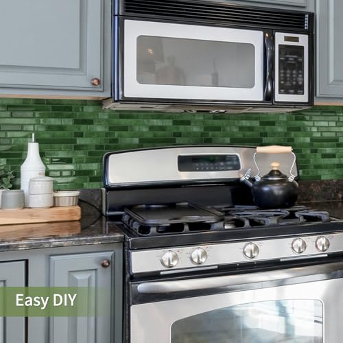 10 Sheets Thick Peel and Stick Kitchen Backsplash Tiles - color: Green