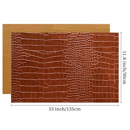 12" x 53" Glossy Embossed Crocodile Texture Faux Leather Roll Synthetic Leather Crafts Fabric for Wallets Keychains Handbags Making Sewing Crafts Material (Chocolate) - color: Chocolate