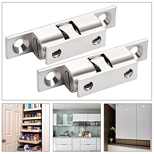 2 Pcs Adjustable Copper Double Ball Roller Tension Catches with Screws Brass Cabinet Cupboard Door Catch Ball Catch Furniture Latch for Cabinet Cupboards Wardrobes