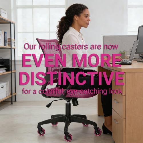 Dark Pink Office Chair Wheels, 3 Inch Heavy-Duty Rubber Wheels for Office Chairs, Computer Gaming Desk Wheels Smooth Rolling for Hardwood Carpet Tile Floors, 11 * 22mm - color: Pink Black