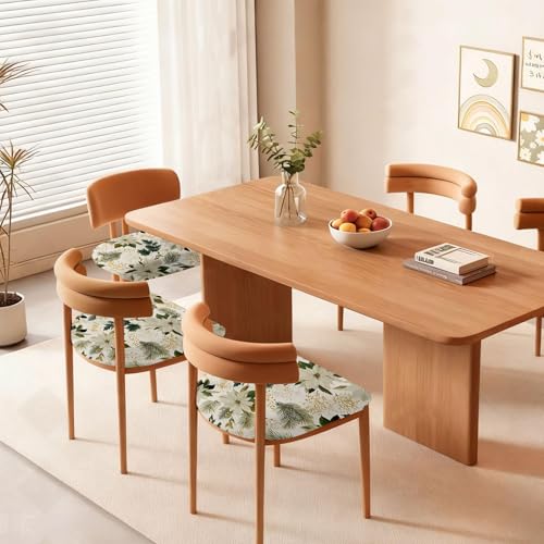 Chair Seat Covers - Waterproof Stretch Printed Dining Room Chair Cover with Elastic Ties Removable Washable Dining Upholstered Chairs Protector (Green, Four-Piece Set) - color: Green, size: Four-piece set